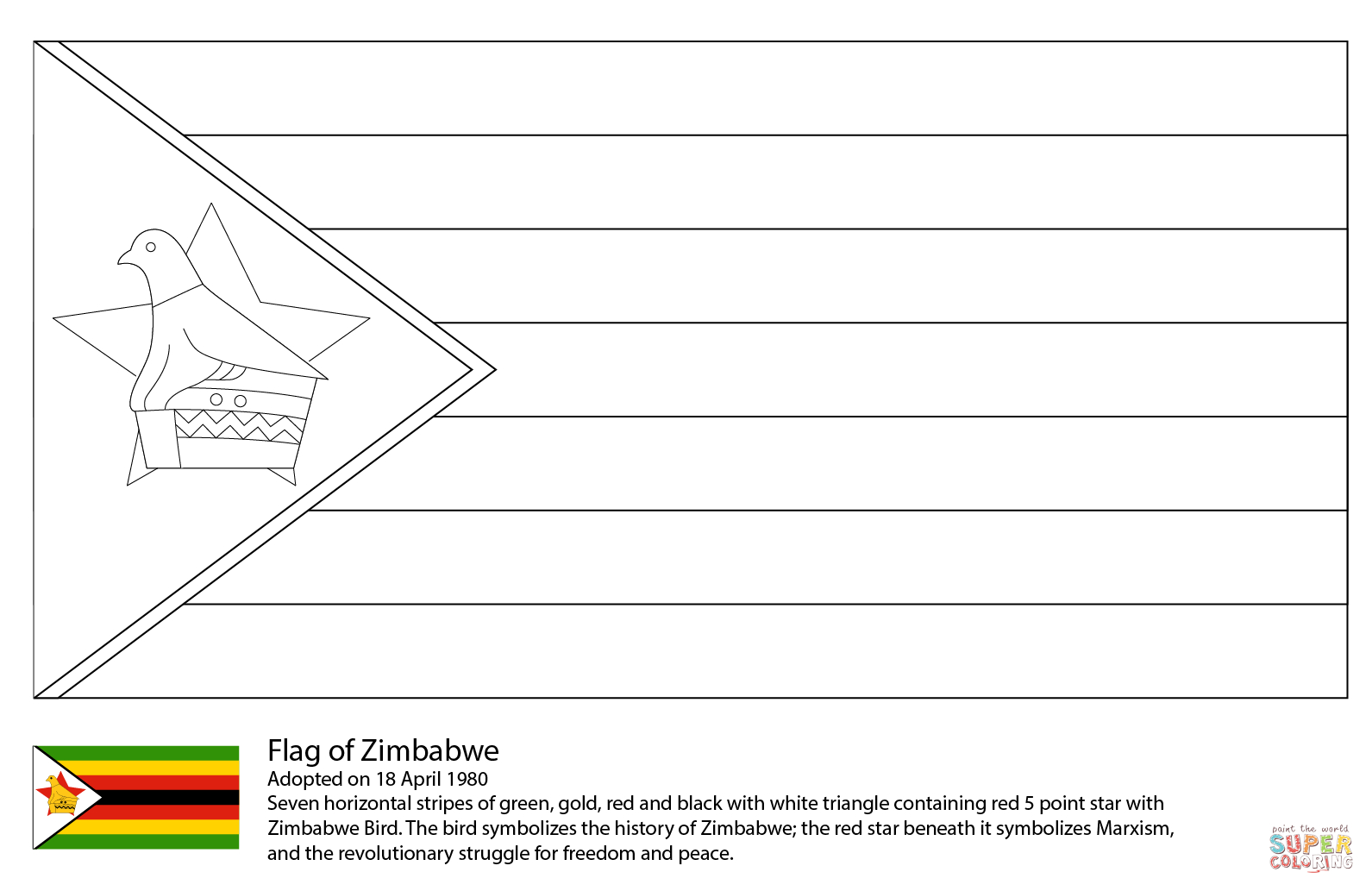 Flag Of Zimbabwe Coloring Page Flag Of Zimbabwe Coloring Page Free Printable Coloring Pages