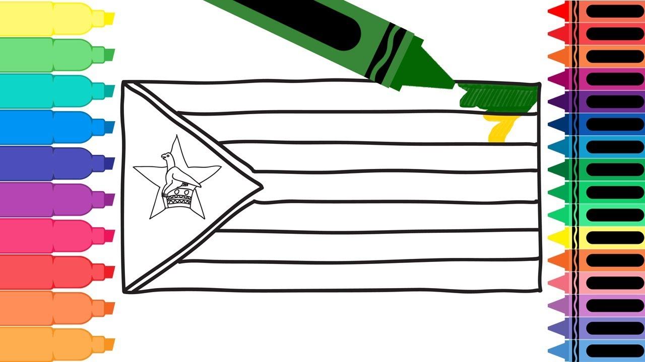 Flag Of Zimbabwe Coloring Page How To Draw A Zimbabwe Flag Coloring Pages For Kids Draw An Zimbabwean Flag Tanimated Toys