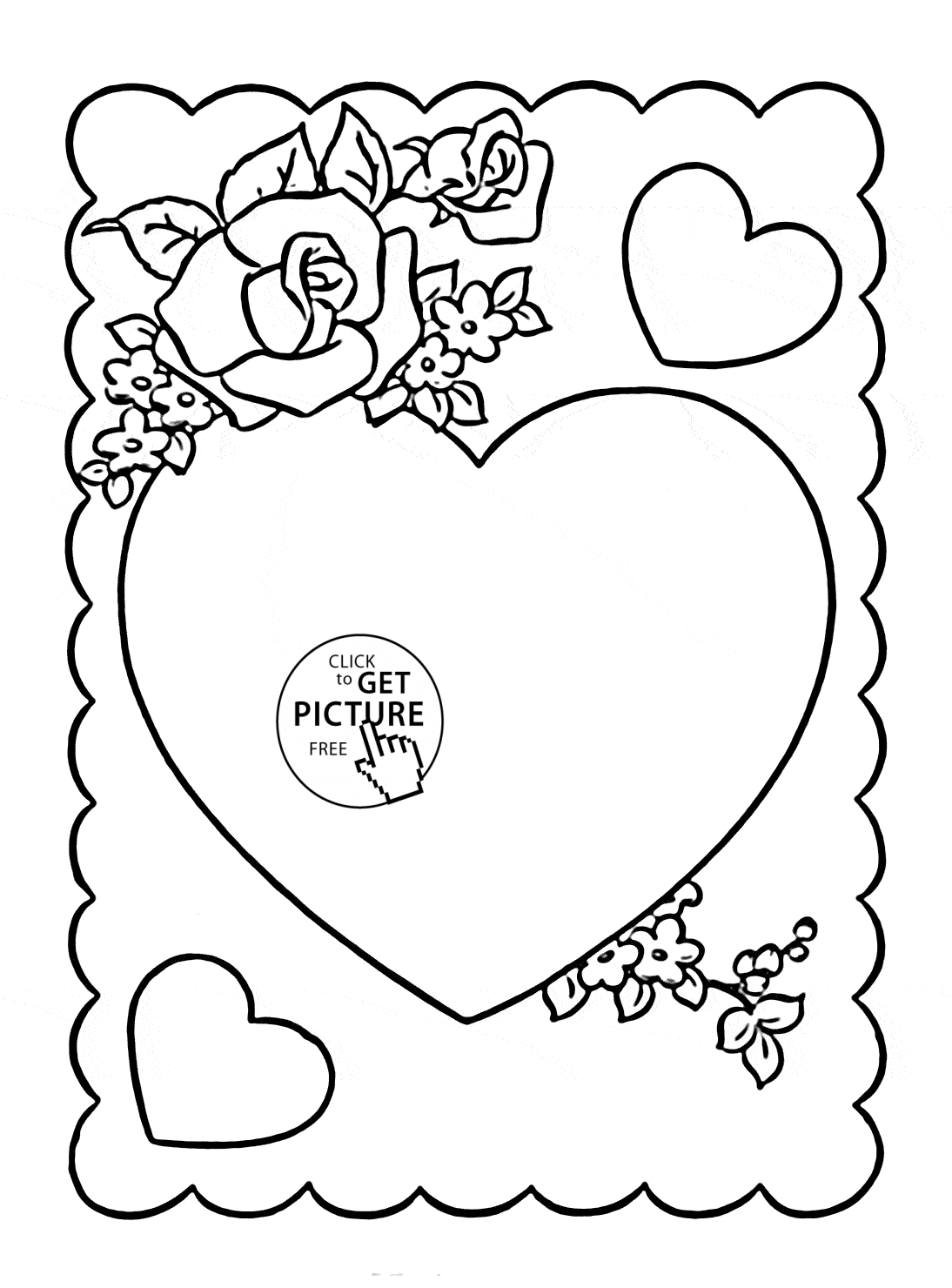 Flowers Coloring Pages Free Printable Hearts Valentine With Flowers Coloring Page For Kids For Girls