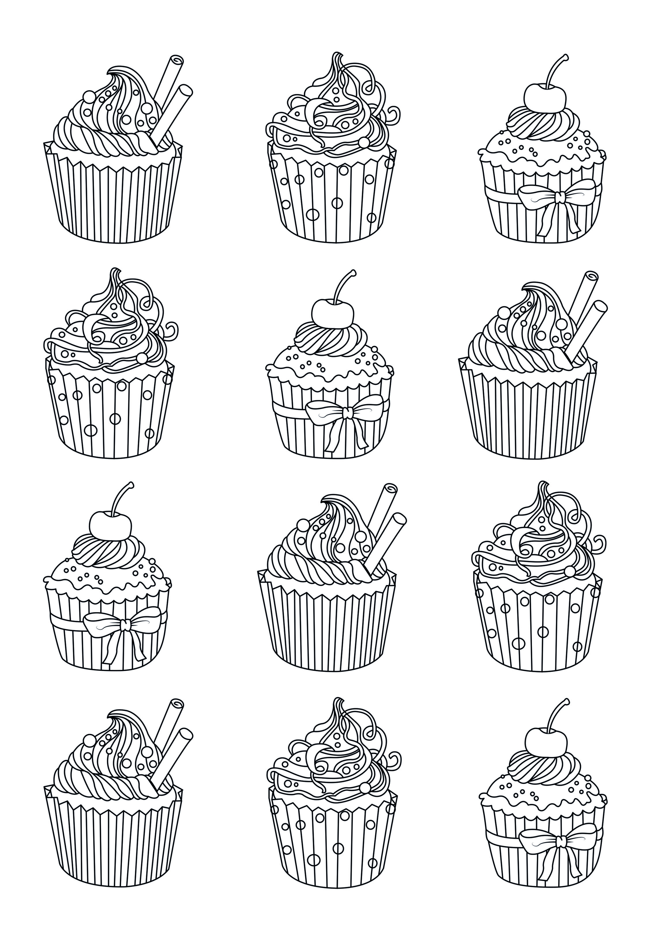 Free Custom Coloring Pages Cupcakes Easy Celine Cupcakes Adult Coloring Pages