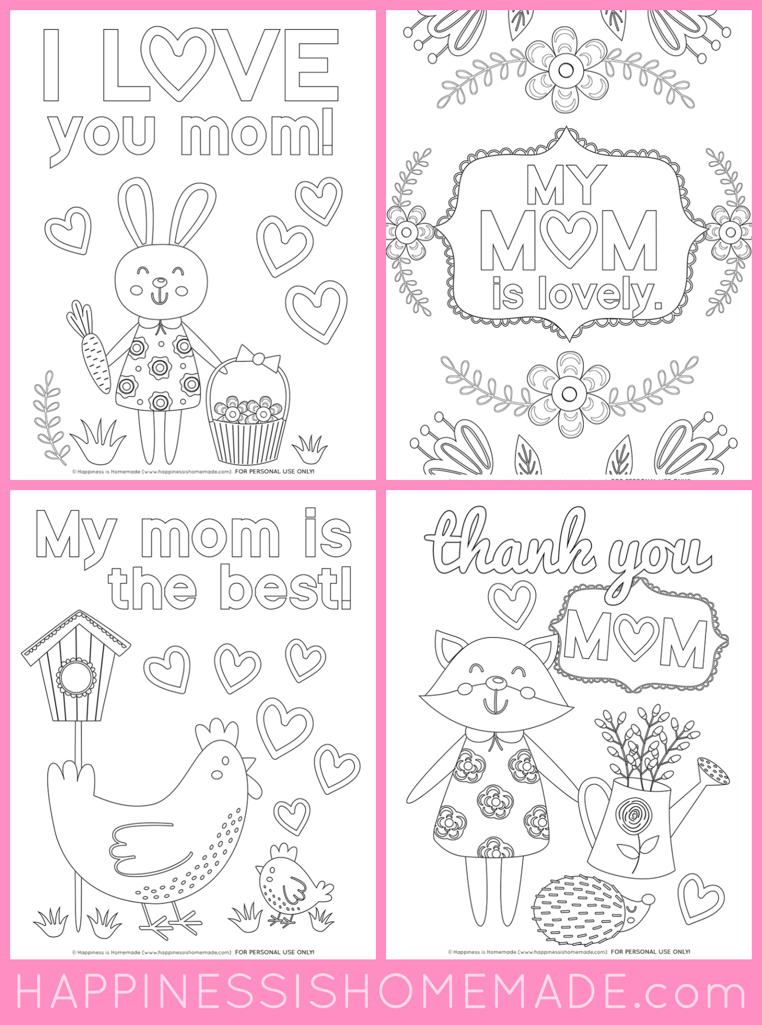 Free Mother's Day Coloring Pages Mothers Day Coloring Pages Free Printables Happiness Is Homemade