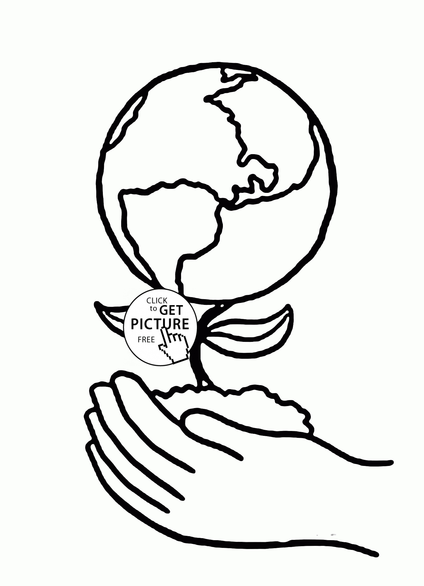 Free Printable Earth Day Coloring Pages And Activities Earth Plant On Hands Earth Day Coloring Page For Kids Coloring