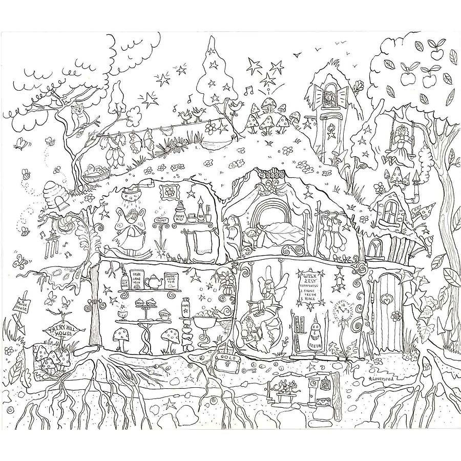 Giant Coloring Pages For Adults Coloring Coloring Fairy House Colouring In Poster Pages Super