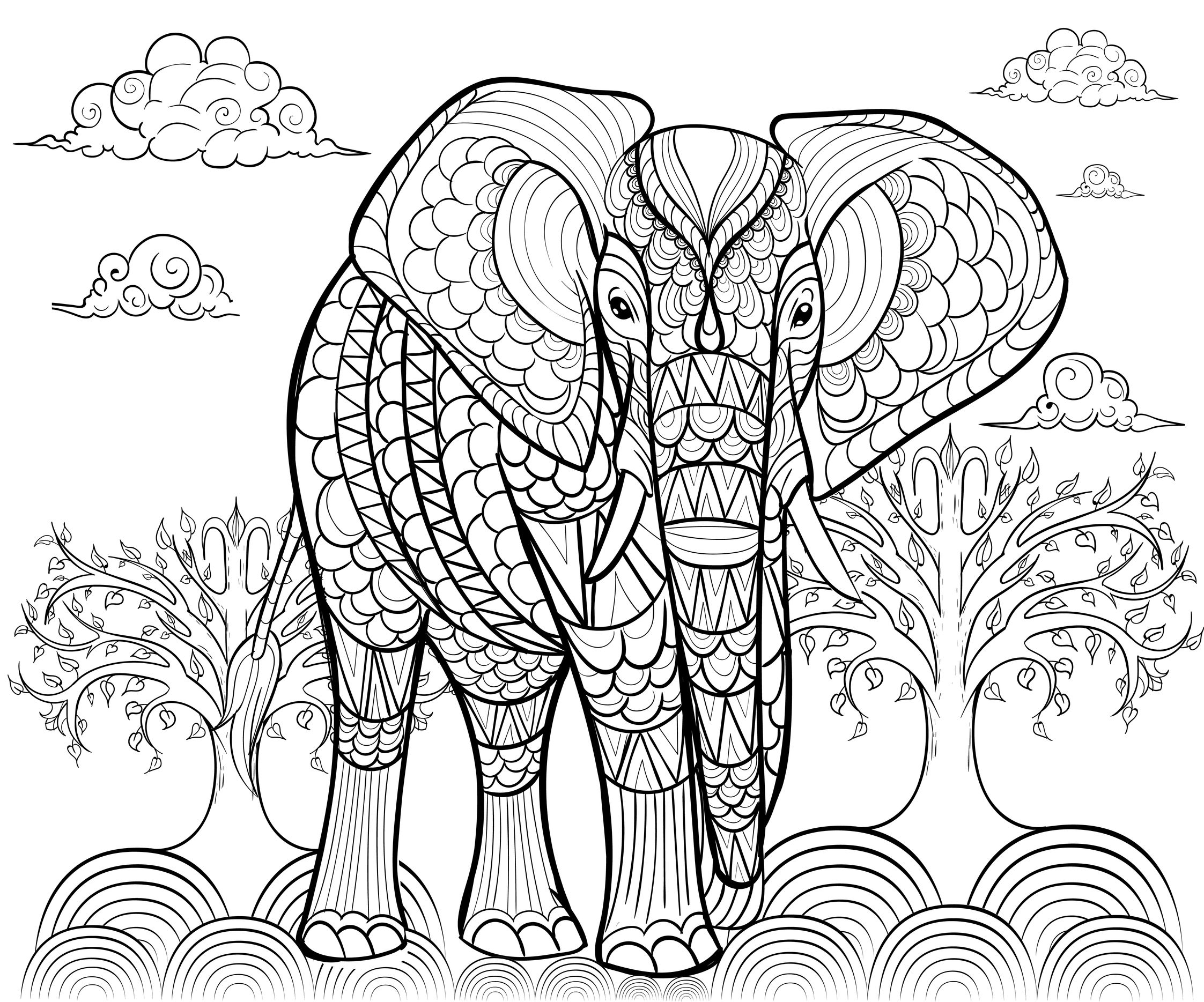 Giant Coloring Pages For Adults Elephant Alfadanz Elephants Adult Coloring Pages