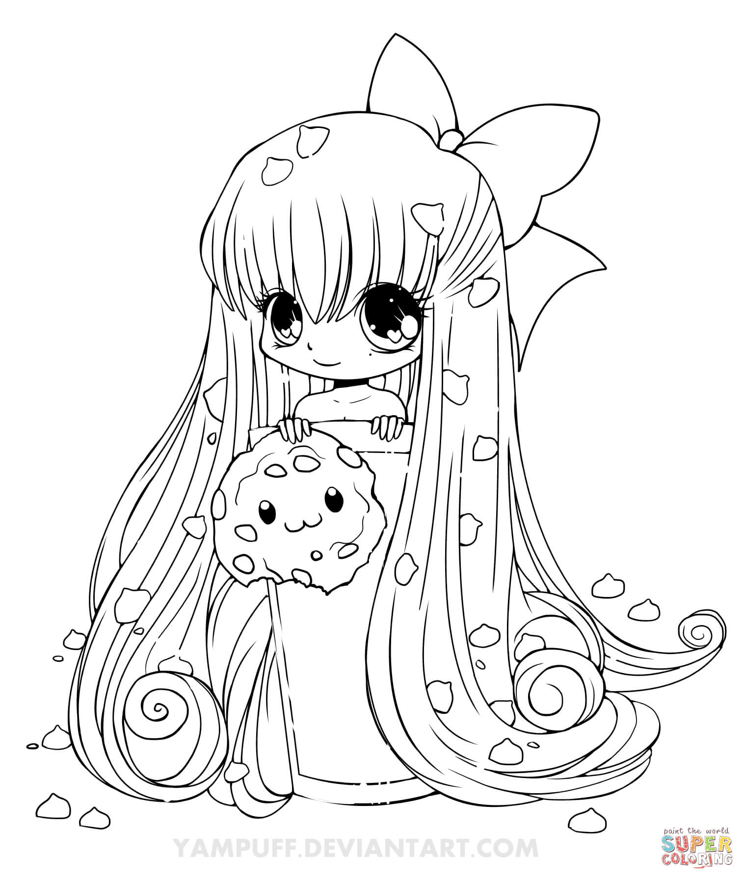 Girl Color Pages Chibi Cookie Girl Coloring Page Free Printable Coloring Pages