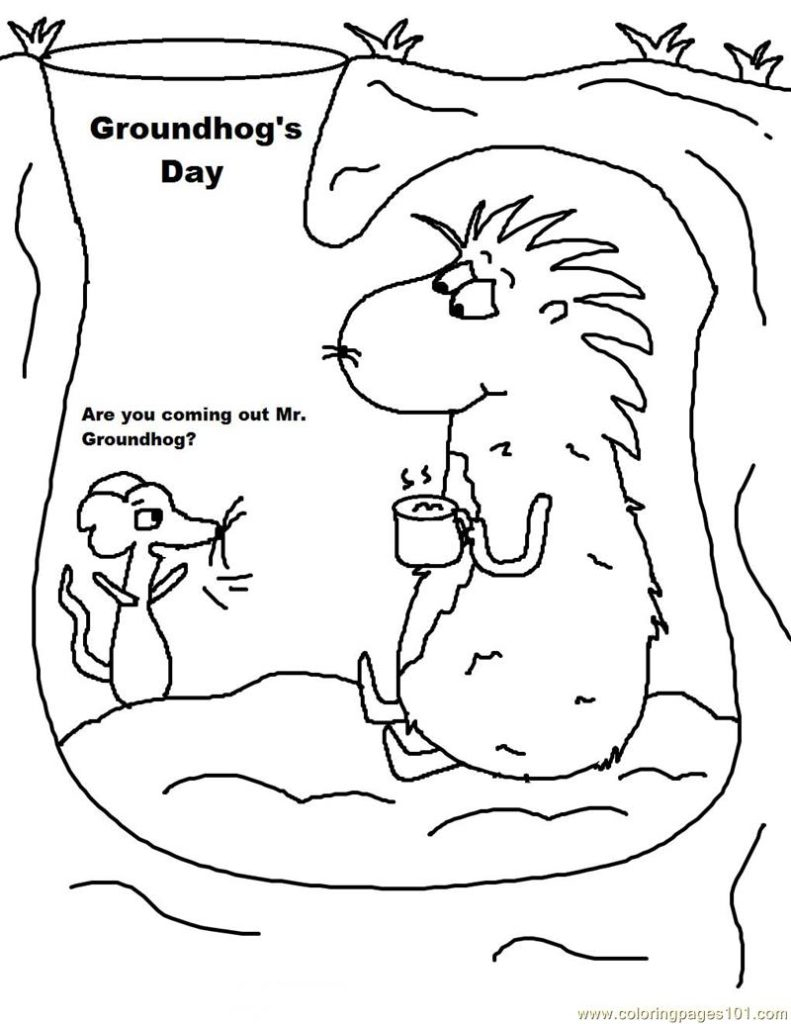Groundhog Day Printable Coloring Pages Coloring Groundhog Coloring Pages Ground Hog Drawing At