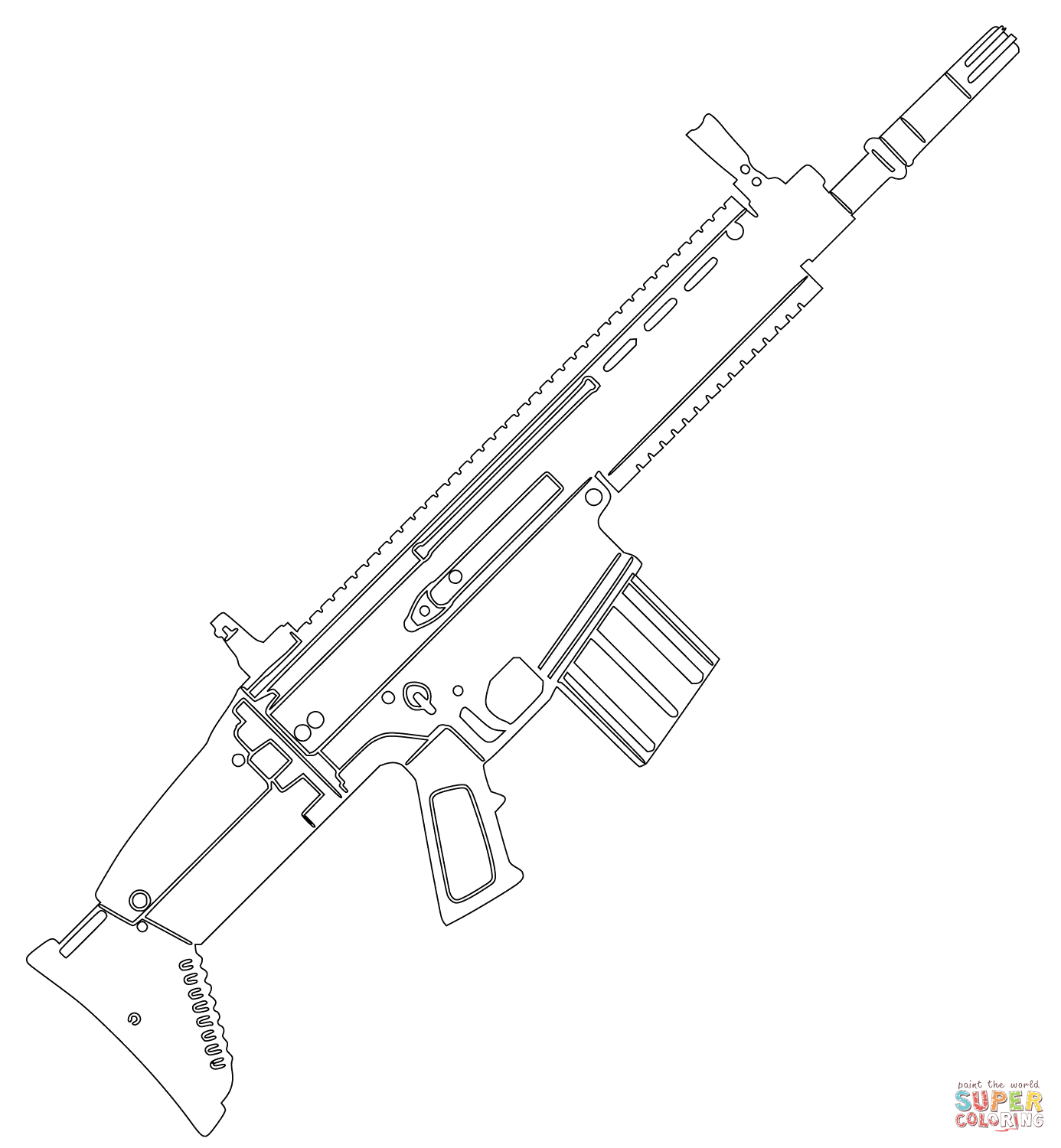 Gun Coloring Pages Fn Scar Assault Rifle Coloring Page Free Printable Coloring Pages