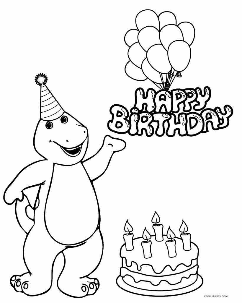 Happy Birthday Coloring Pages For Friends Free Printable Barney Coloring Pages For Kids Cool2bkids