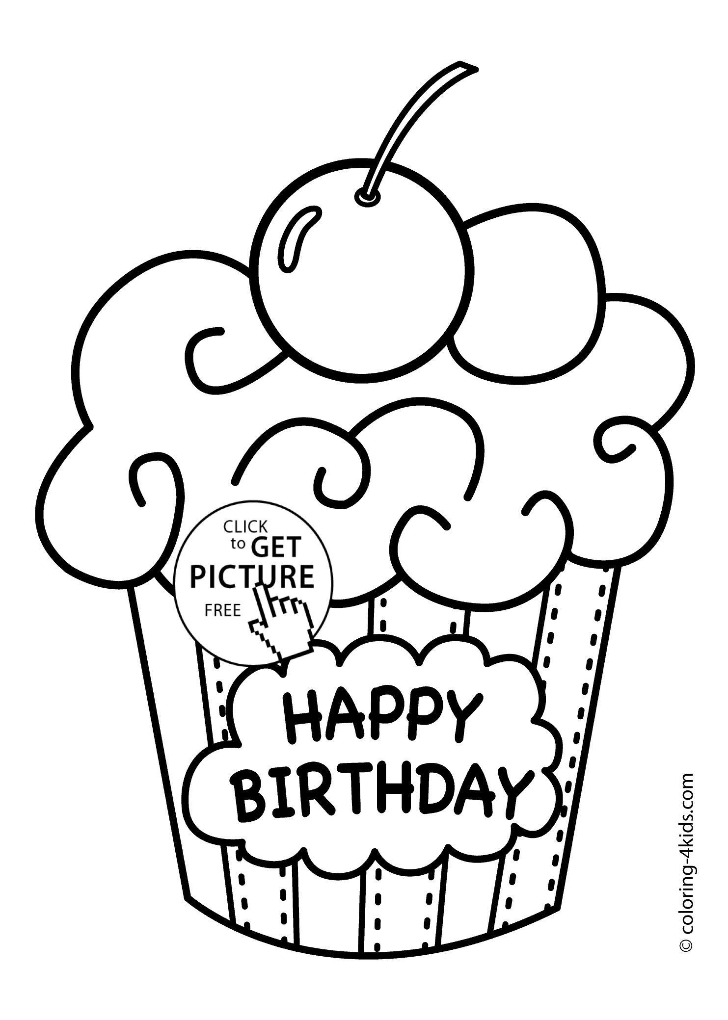Happy Birthday Coloring Pages To Print Coloring Pages Birthday Coloring Pages For Kids Party Cake Free