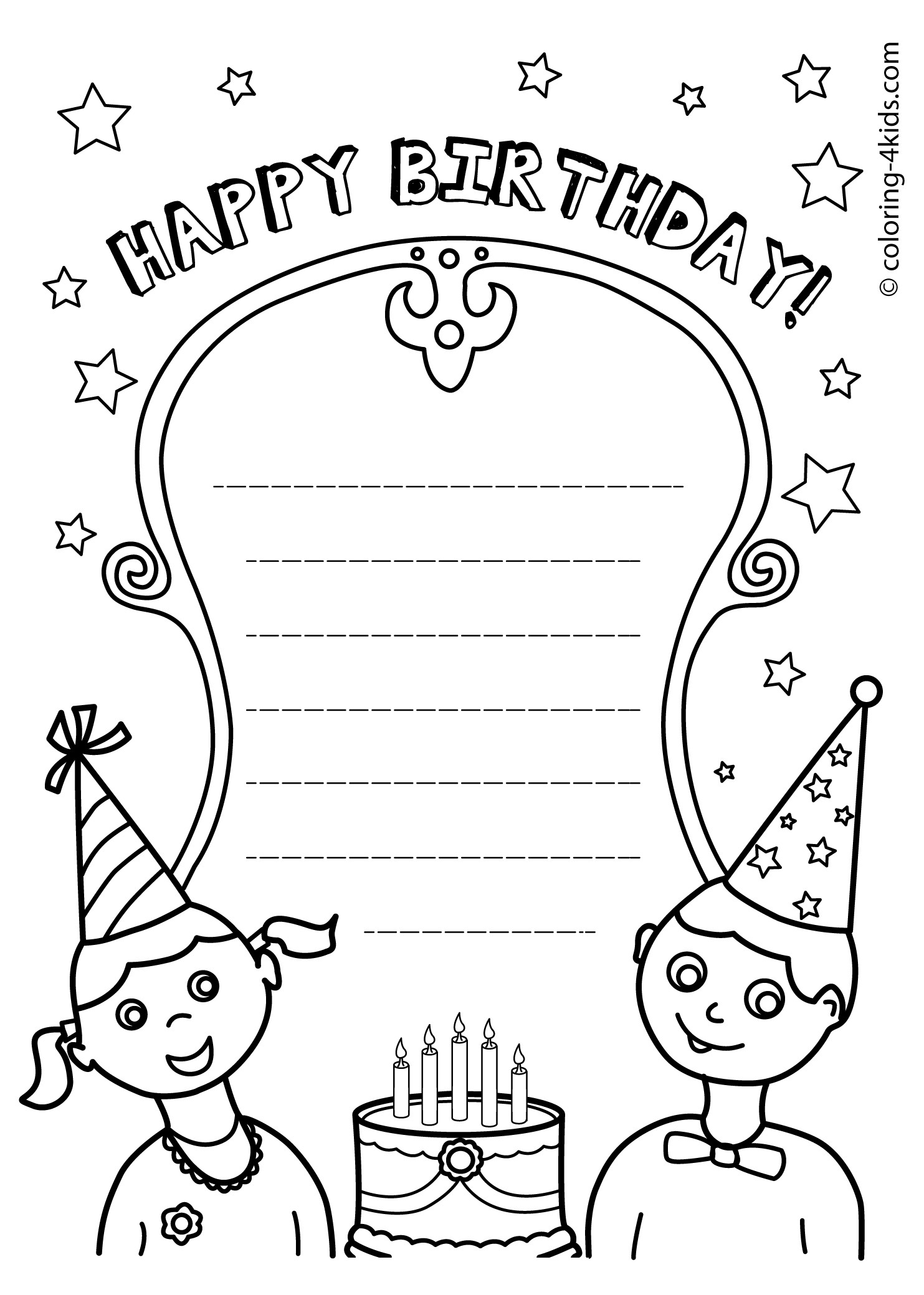 Happy Birthday Coloring Pages To Print Happy Birthday Printable Coloring Pages Pathtalk