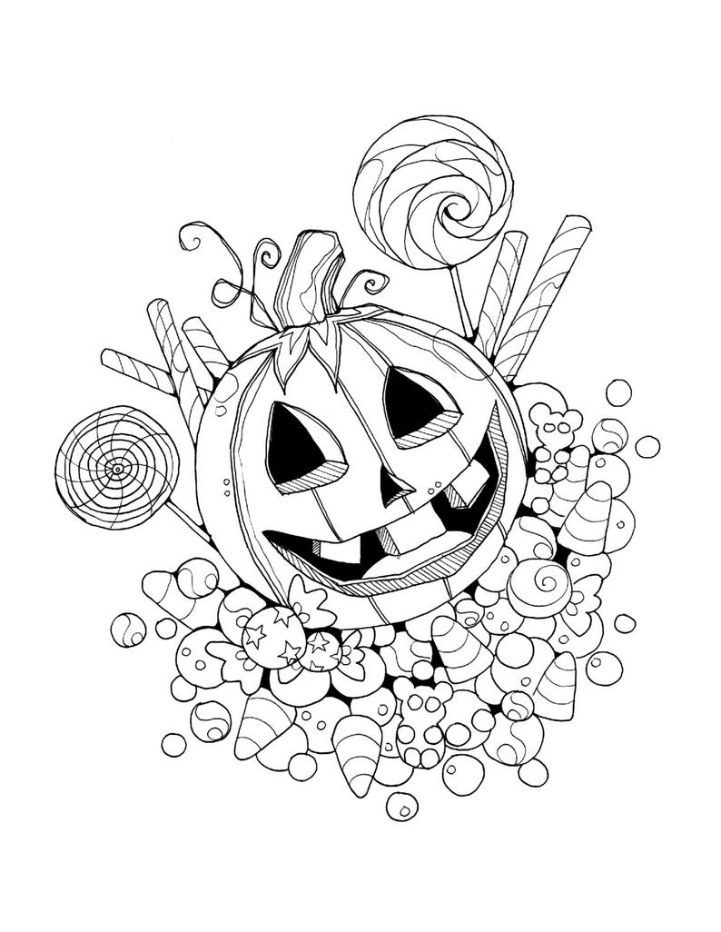 Happy Jack O Lantern Coloring Pages Halloween Trick Or Treat Jackolantern Coloring Page Printable Instant Download