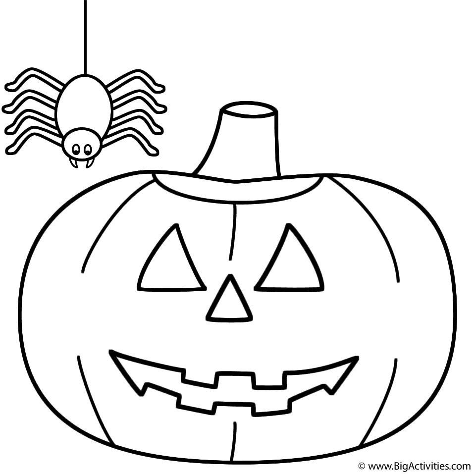 Happy Jack O Lantern Coloring Pages Pumpkinjack O Lantern With Spider Coloring Page Halloween