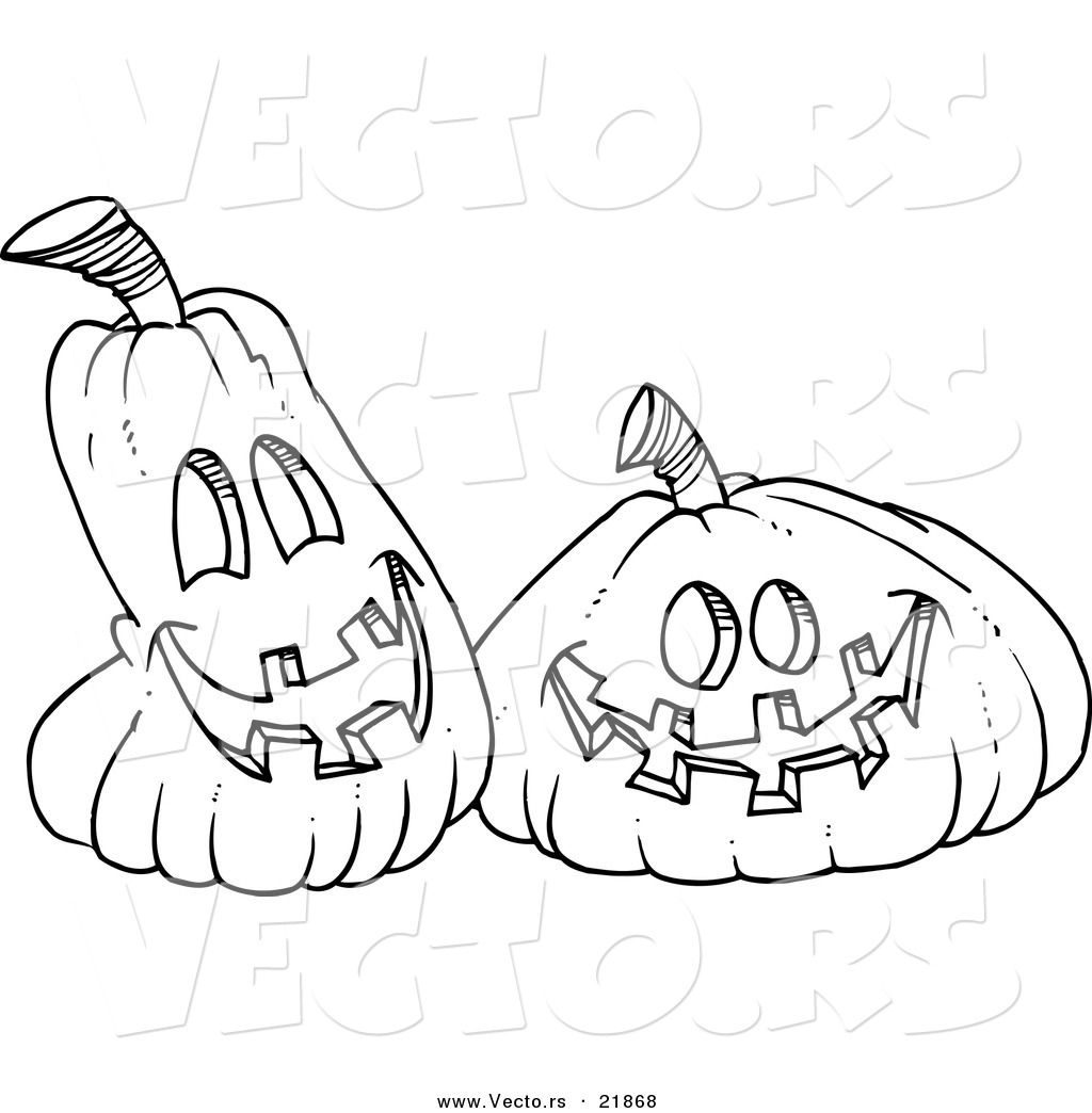 Happy Jack O Lantern Coloring Pages Vector Of A Cartoon Black And White Outline Design Of Happy
