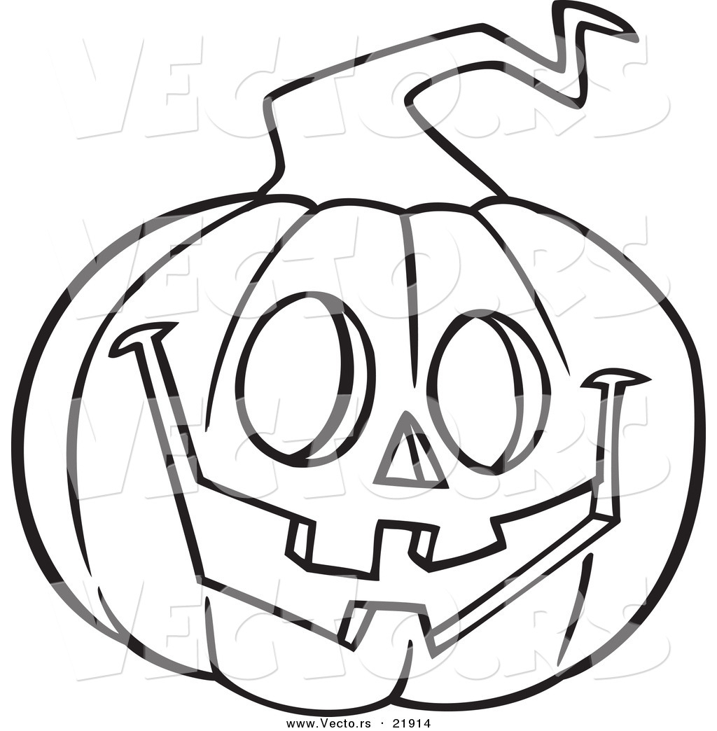 Happy Jack O Lantern Coloring Pages Vector Of A Cartoon Happy Jackolantern Outlined Coloring Page