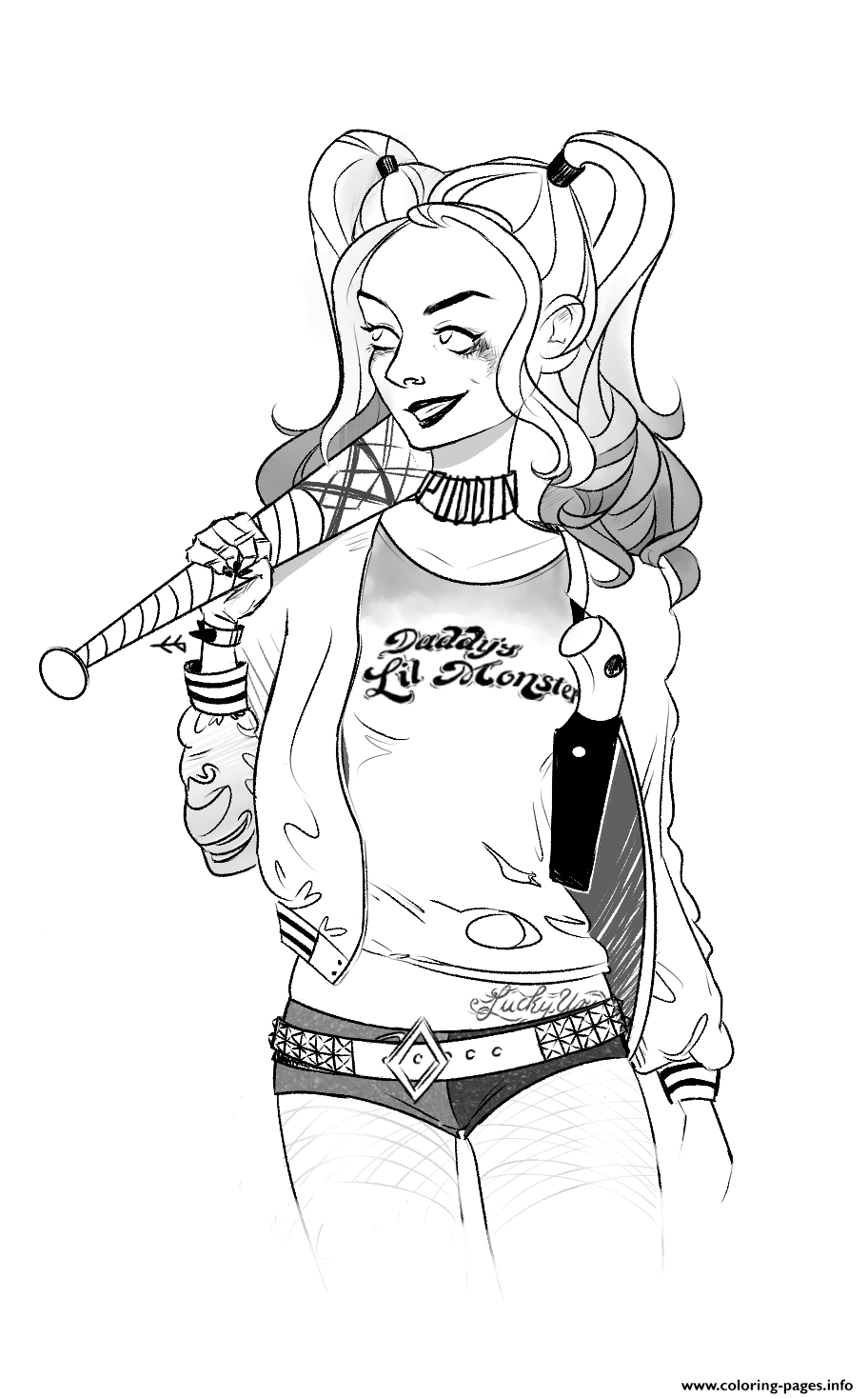 Harley Quinn Coloring Pages To Print Coloring Pages Harley Quinn Suicide Squad Coloring Pages Printable