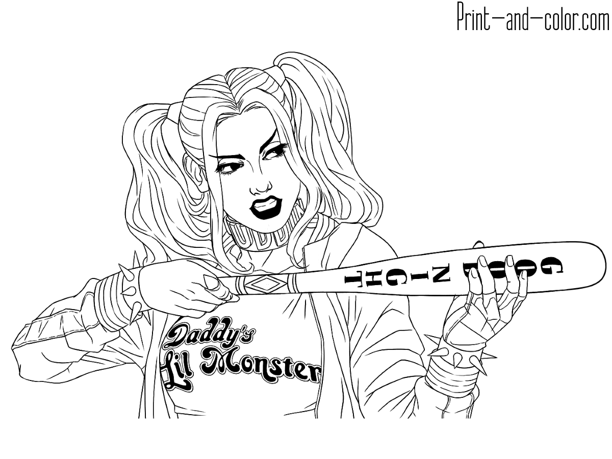 Harley Quinn Coloring Pages To Print Harley Quinn Coloring Pages Print And Color