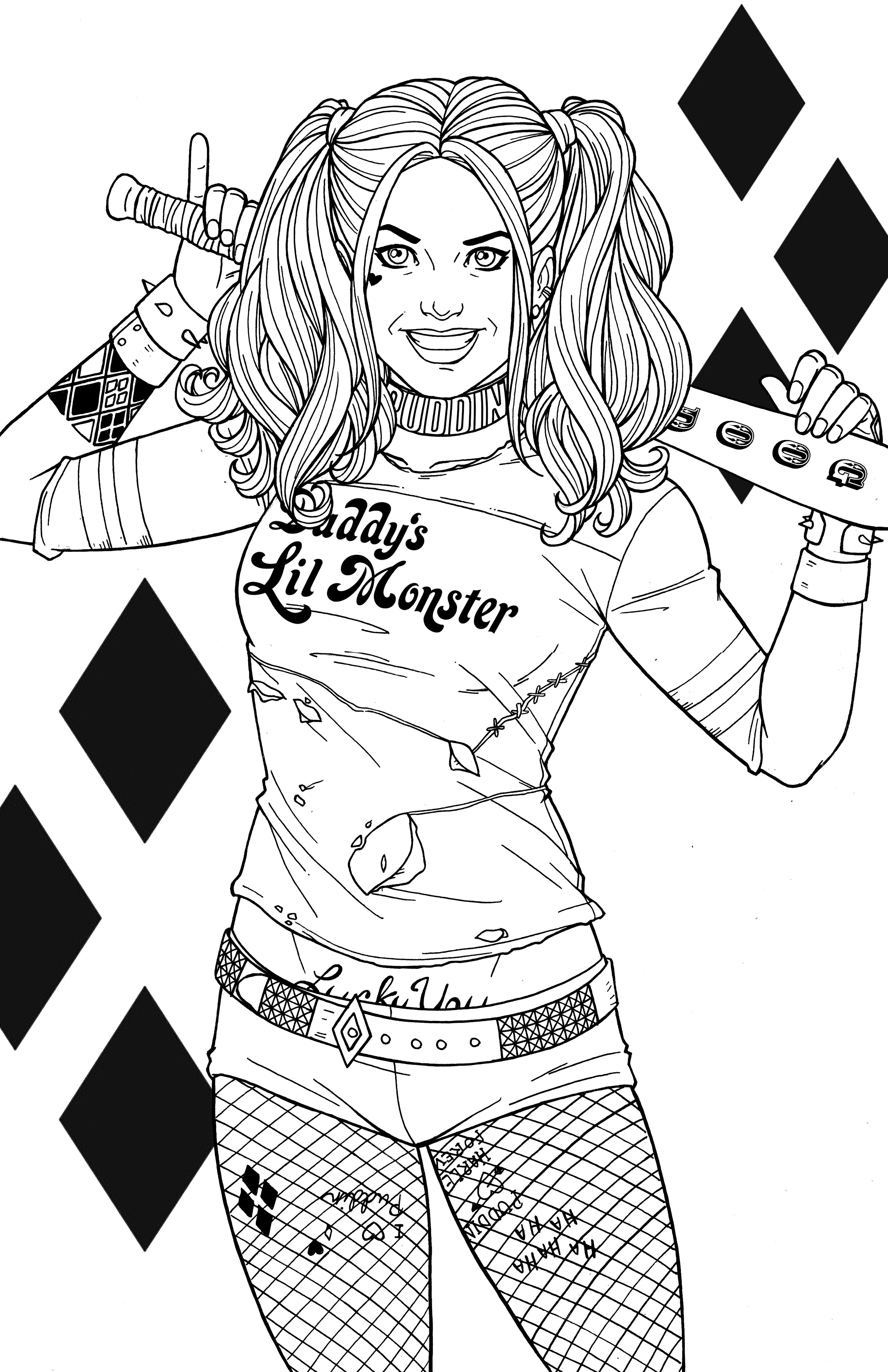 Harley Quinn Coloring Pages To Print Images Of Harley Quinn Coloring Pages For Adults Sabadaphnecottage