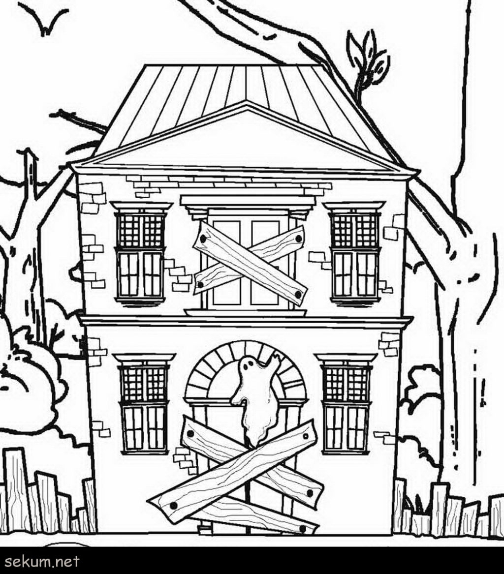 Haunted House Printable Coloring Pages Coloring Book World Coloring Book World Haunted House Pages