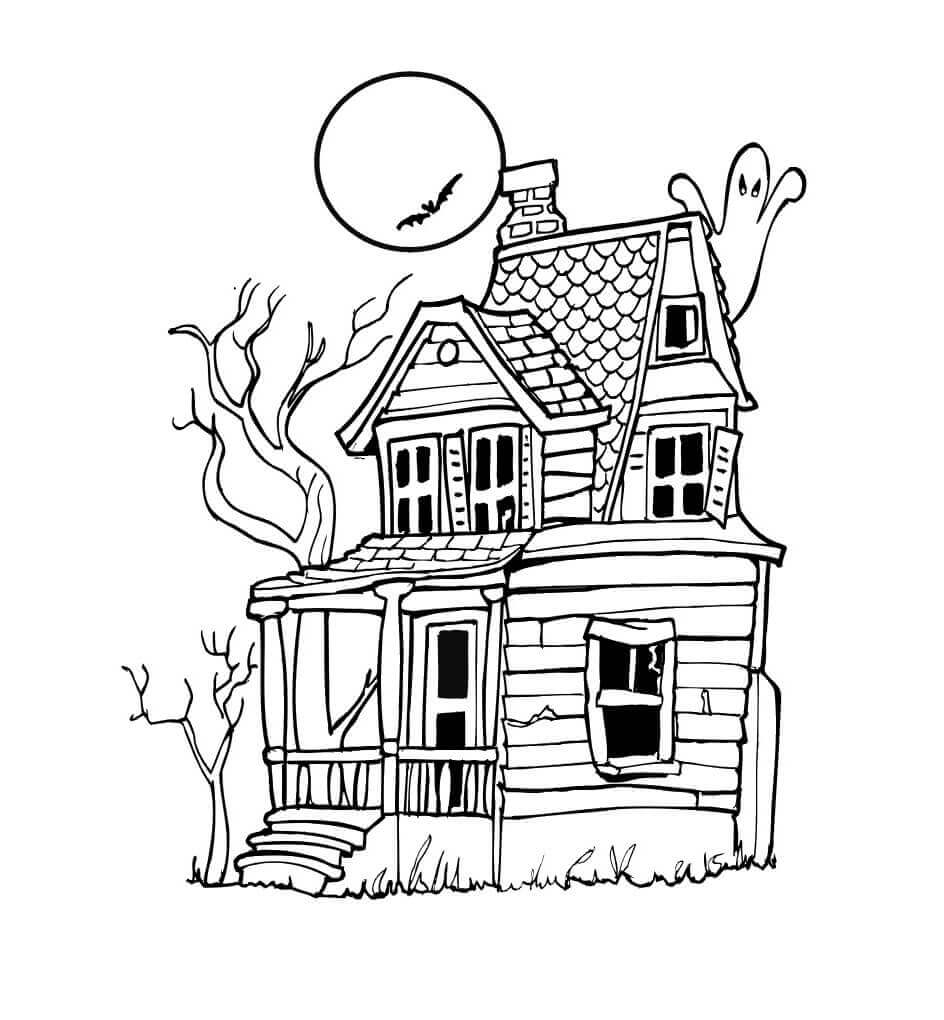 Haunted House Printable Coloring Pages Coloring Pages Coloring Pages Simple Haunted House Astonishing