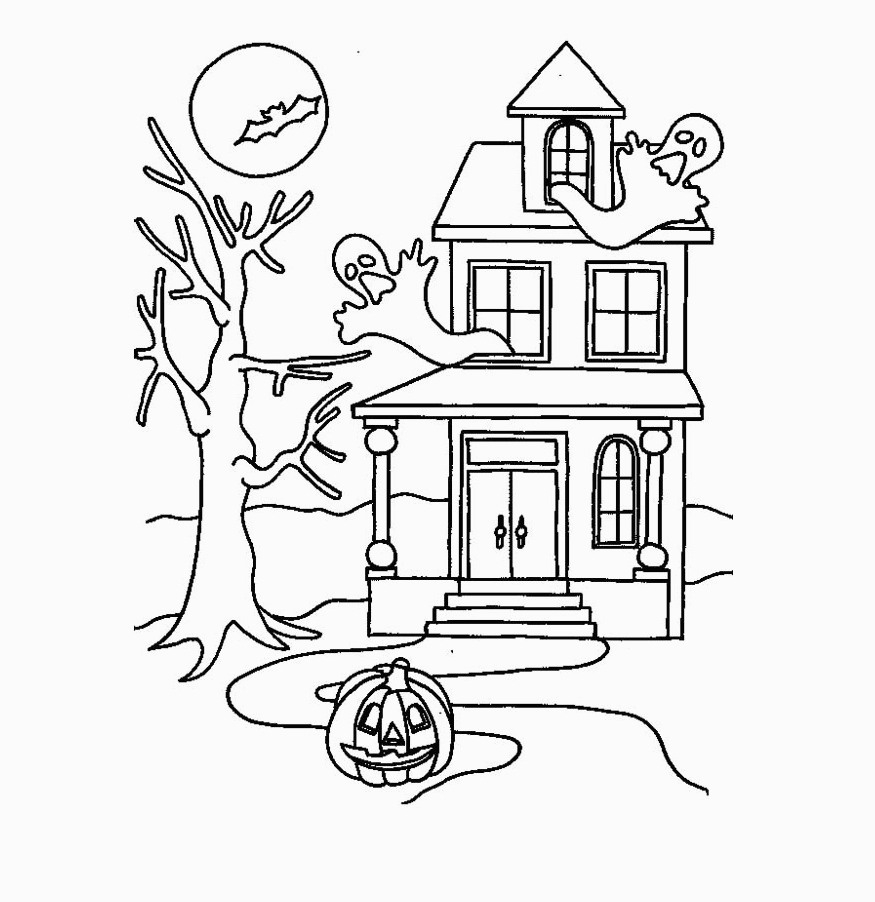 Haunted House Printable Coloring Pages Free Printable Haunted House Coloring Pages For Kids For Haunted