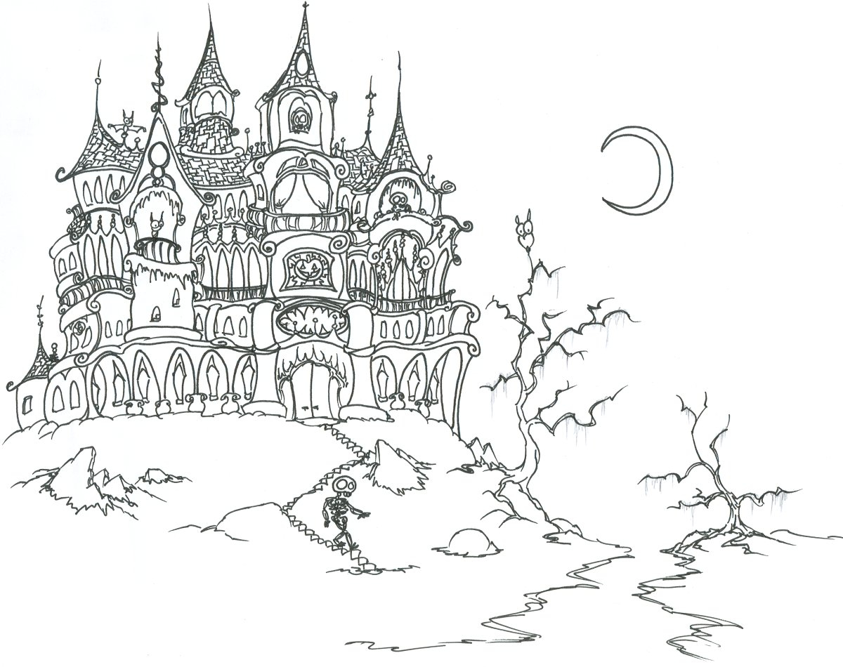 Haunted House Printable Coloring Pages Free Printable Haunted House Coloring Pages For Kids