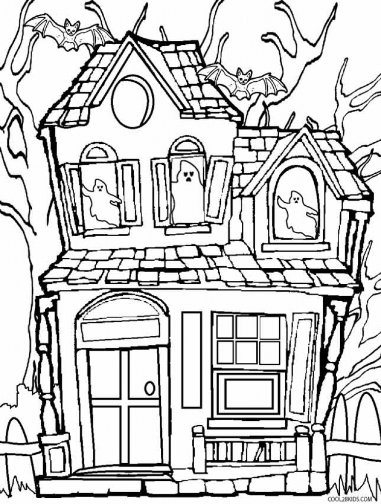 Haunted House Printable Coloring Pages Haunted House Coloring Pages