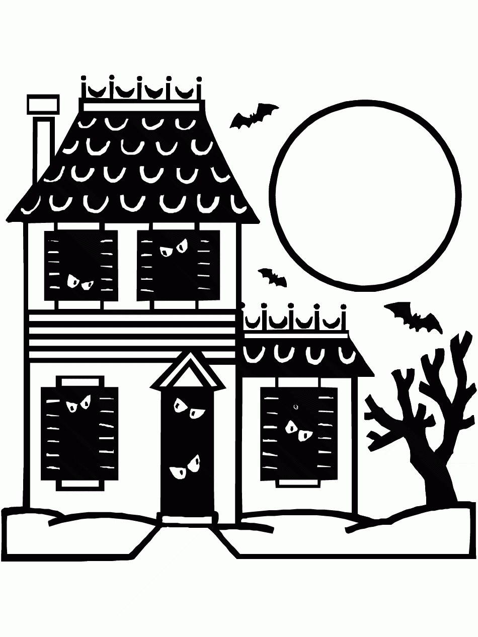 Haunted House Printable Coloring Pages Haunted House Popular Easy Coloring Sheet On Log Wall