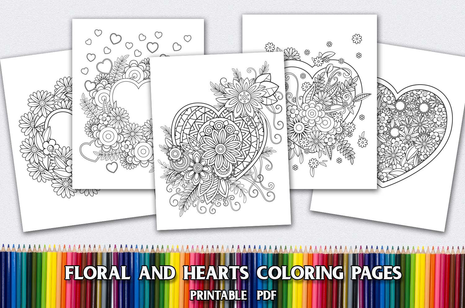 Heart Coloring Pages Pdf 5 Heart Mandala Coloring Pages For Adults 5 Printable Coloring Pages Instant Download Pdf Grown Up Coloring Pages Floral Coloring Pages