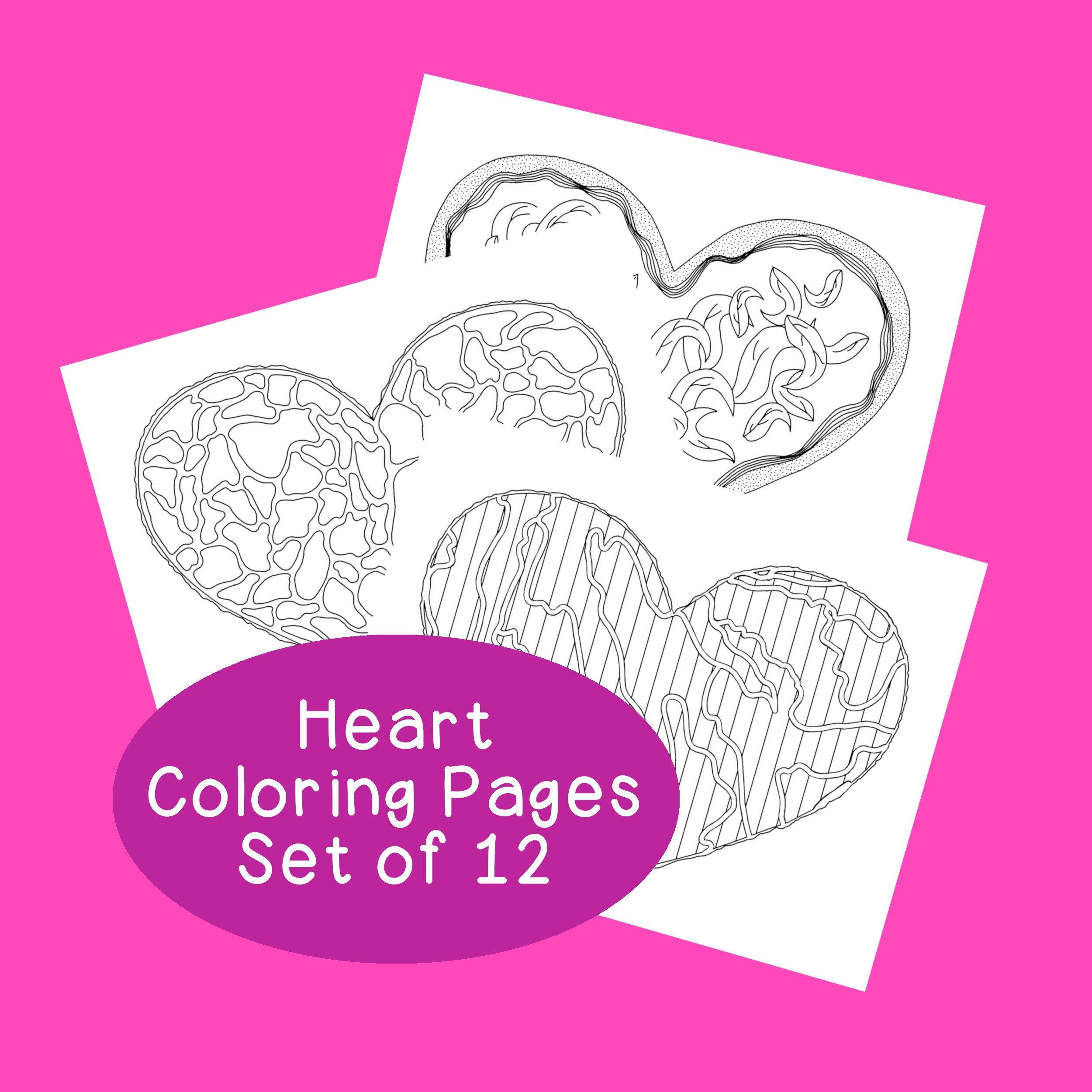 Heart Coloring Pages Pdf Heart Valentines Day Printable Adult Coloring Pages Pdf Set Of Twelve