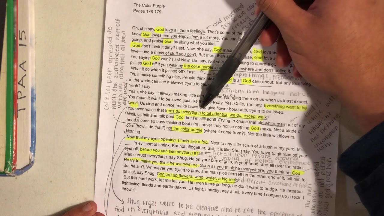 How Many Pages Is The Color Purple The Color Purple Annotation