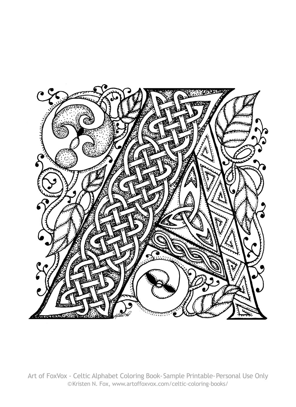 Illuminated Alphabet Coloring Pages Coloring Ideas Celticalphabetcoloringbook Letterasampleprintable1