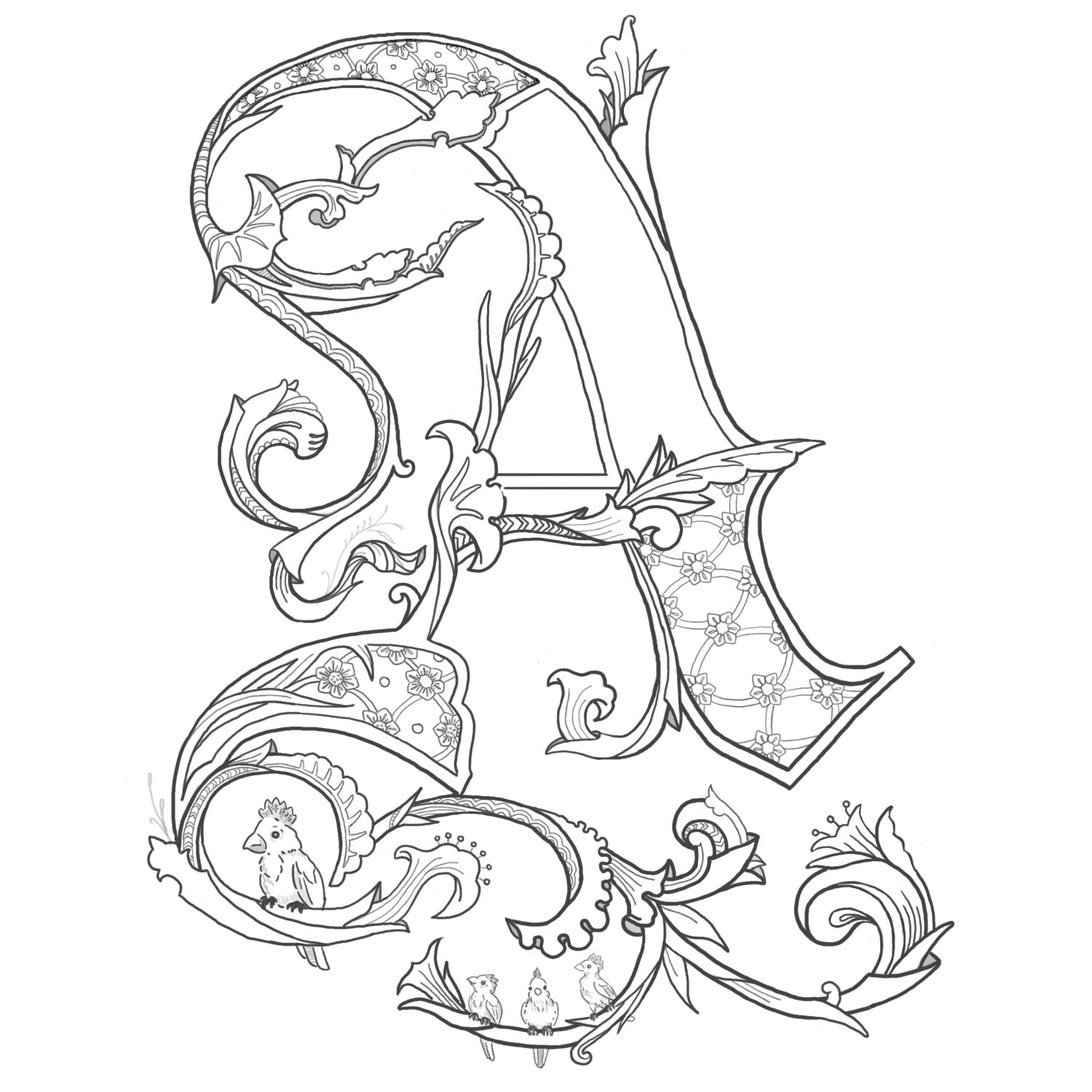 Illuminated Alphabet Coloring Pages Coloring Pages Excelent Illuminated Lettersg Pages Image Ideas