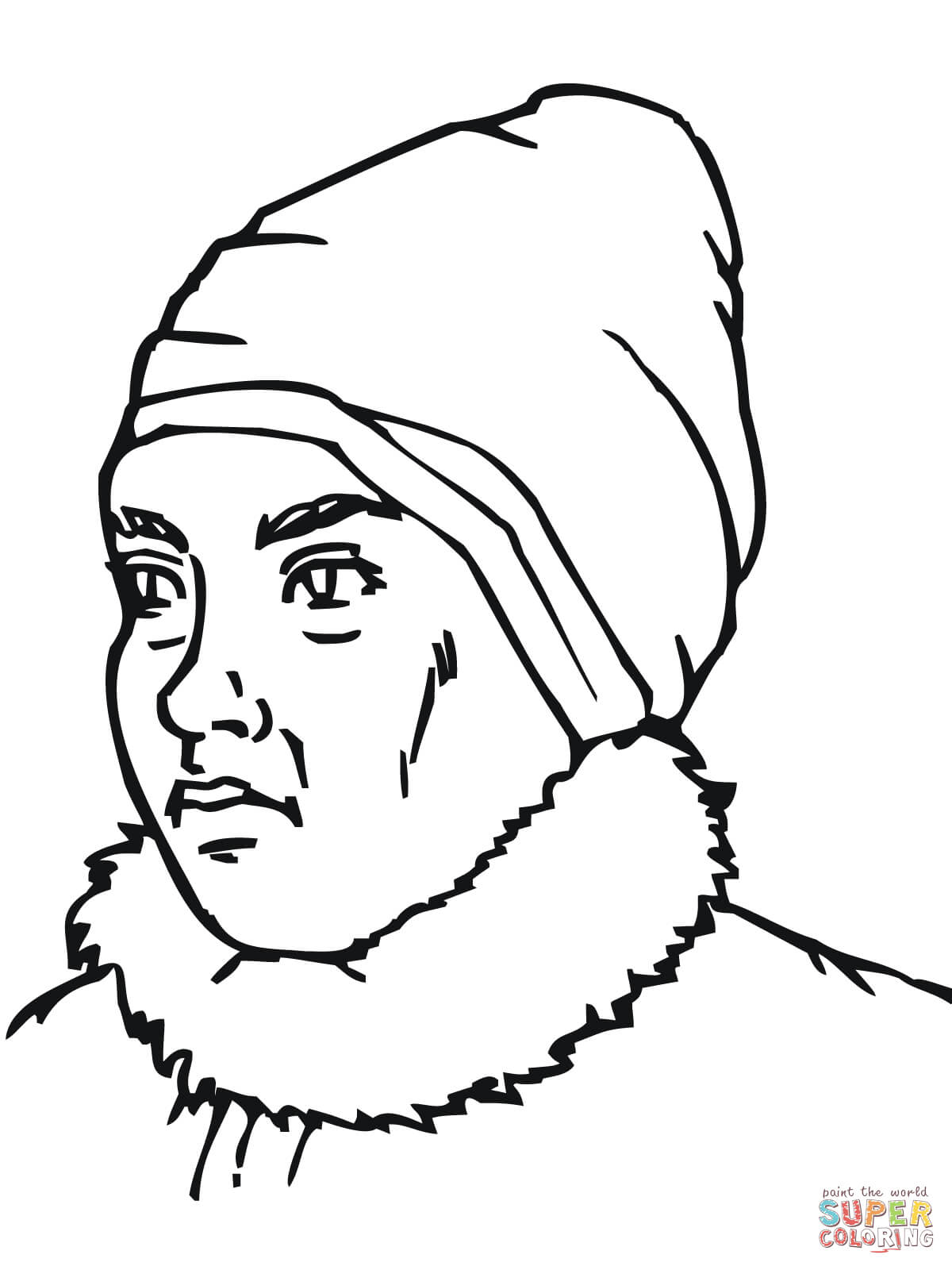 Inuit Coloring Pages Inuit Woman Portrait Coloring Page Free Printable Coloring Pages