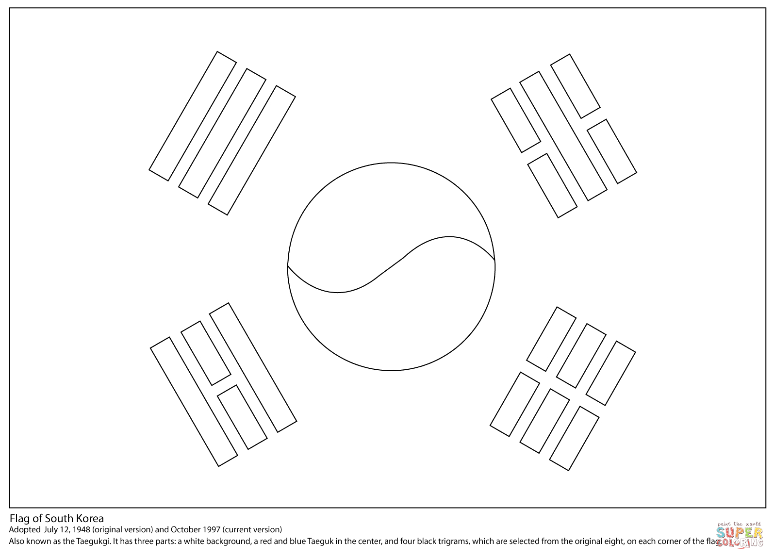 Israel Flag Coloring Page Flag Of South Korea Coloring Page Free Printable Coloring Pages