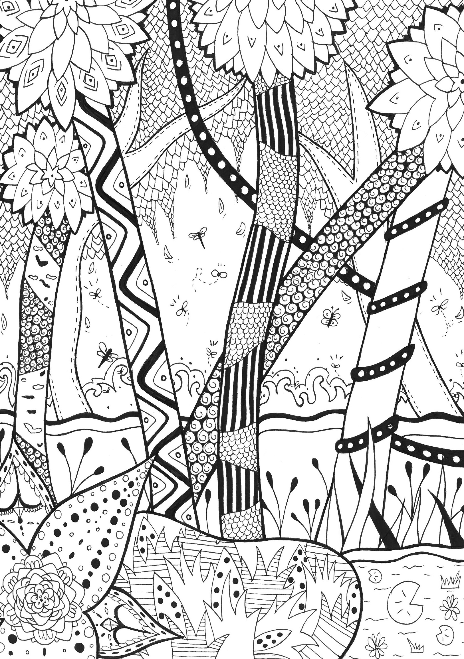 Jungle Coloring Pages Forest Rachel Jungle Forest Adult Coloring Pages