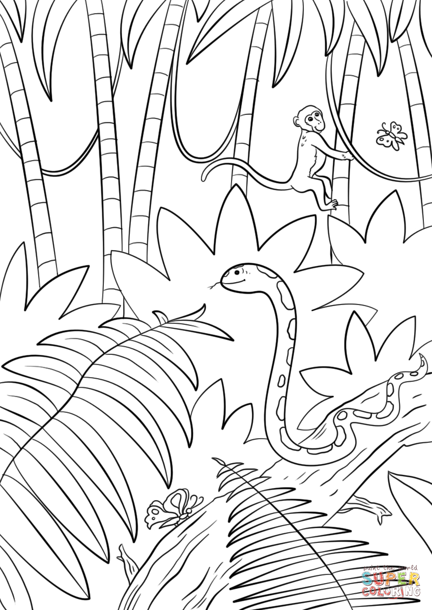 Jungle Coloring Pages Jungle Scene Coloring Page Free Printable Coloring Pages