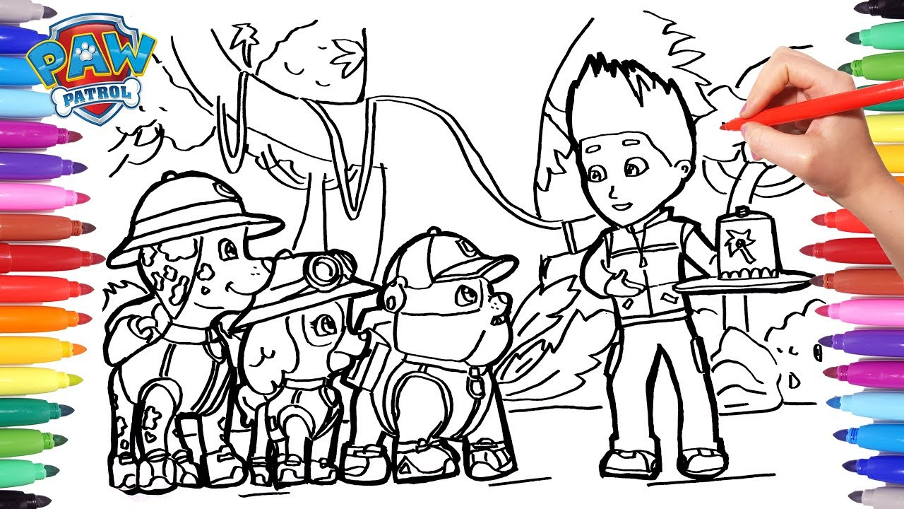 Jungle Coloring Pages Paw Patrol Jungle Ubble Skye Marshall And Ryder Coloring Pages Paw Patrol Coloring Pages For Kids