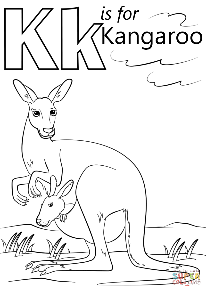 Kangaroo Color Page K Is For Kangaroo Coloring Page Free Printable Coloring Pages