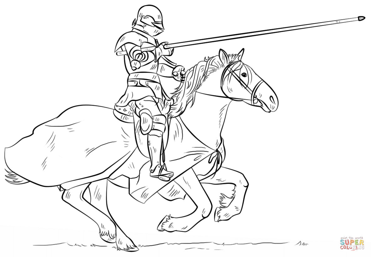 Knights Coloring Pages Knight On Horse Coloring Page Free Printable Coloring Pages