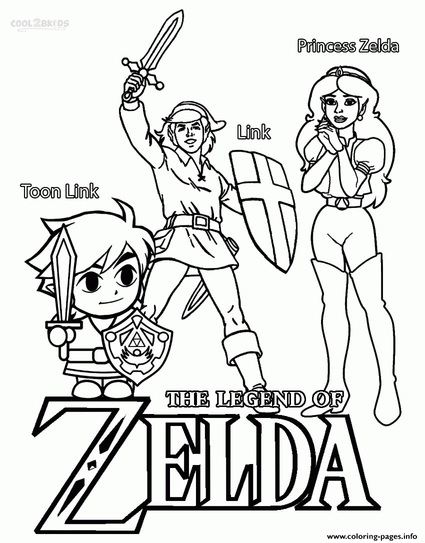 Legend Of Zelda Coloring Pages Online Toon Link Link Princess Zelda Coloring Pages Printable