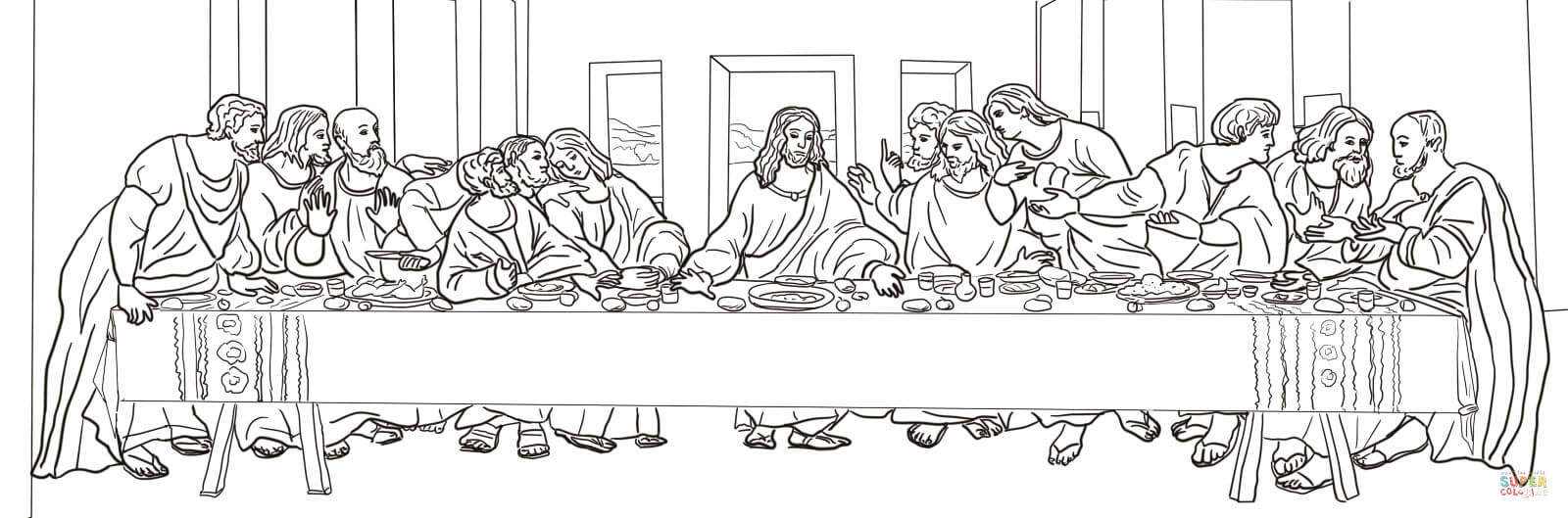 Leonardo Da Vinci The Last Supper Coloring Page The Last Supper Leonardo Da Vinci Coloring Page Free Printable