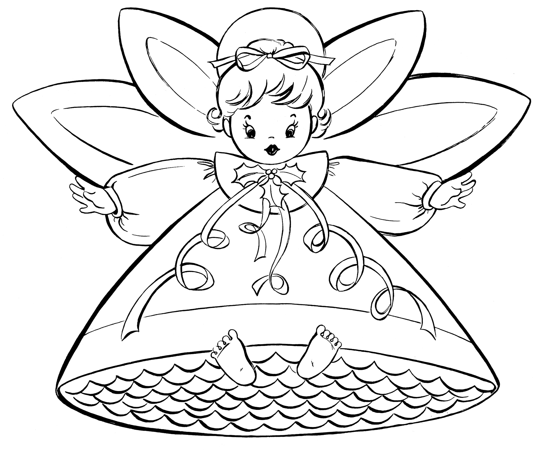 Let It Snow Coloring Pages Free Christmas Coloring Pages Retro Angels The Graphics Fairy