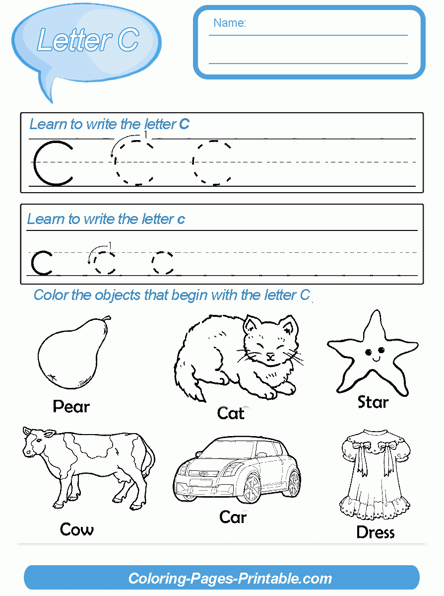 Letter C Coloring Pages For Preschoolers Abc Worksheets For Preschool Coloring Pages Printable