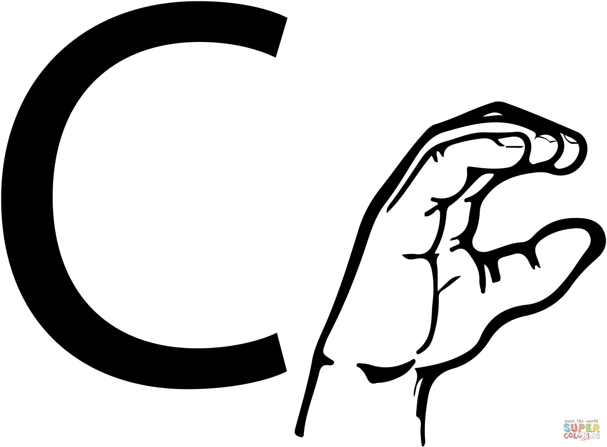 Letter C Coloring Pages For Preschoolers Asl Sign Language Letter C Coloring Page Free Printable Coloring Pages