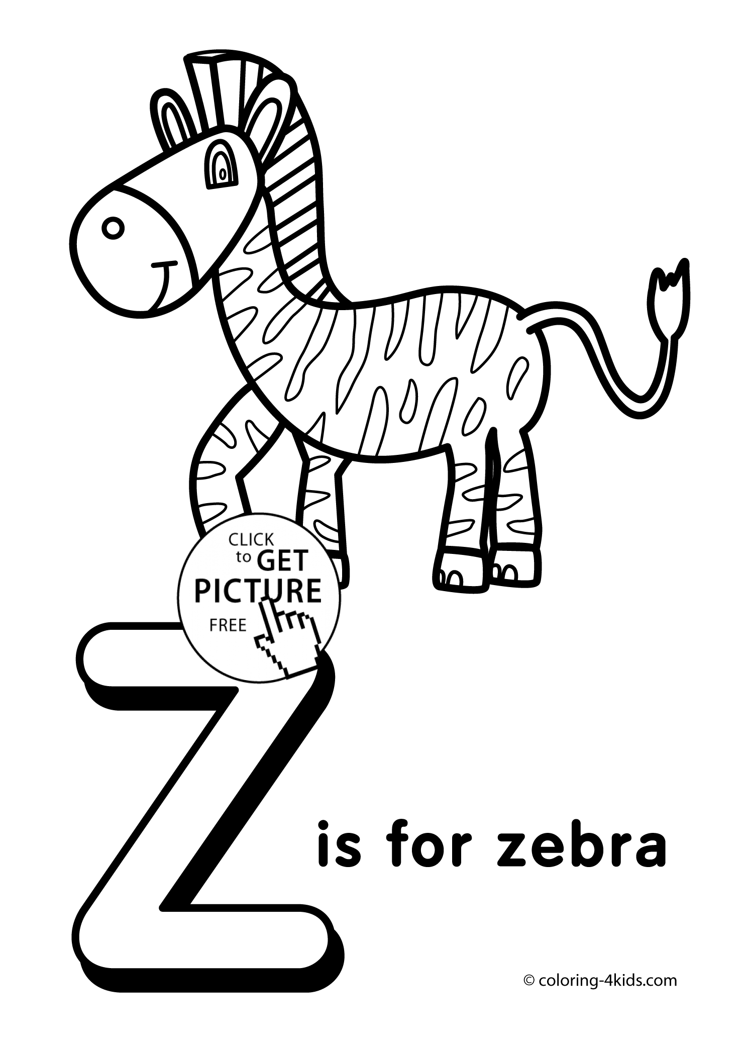 Letter Coloring Page Letter Z Coloring Pages Of Alphabet Z Letter Words For Kids
