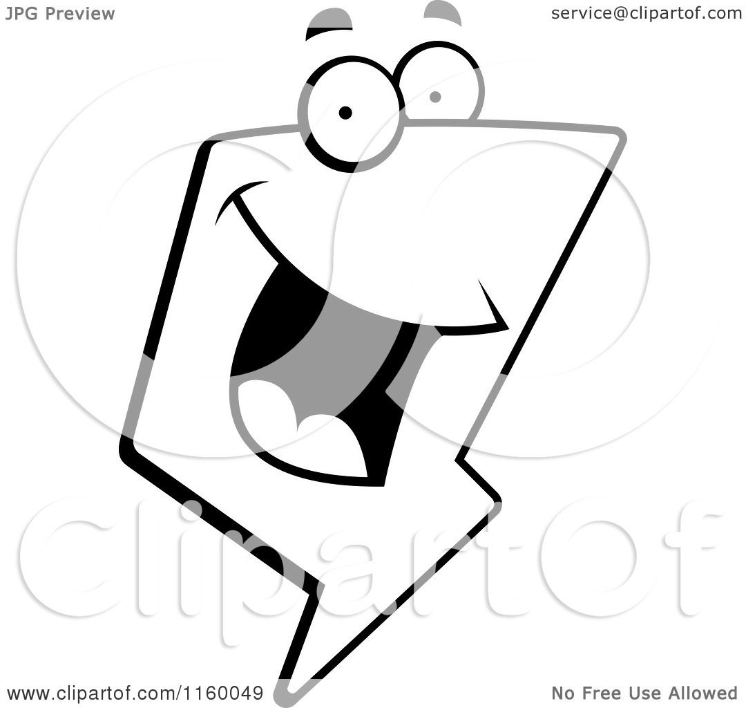 Lightning Bolt Coloring Page Cartoon Clipart Of A Black And White Happy Lightning Bolt Character