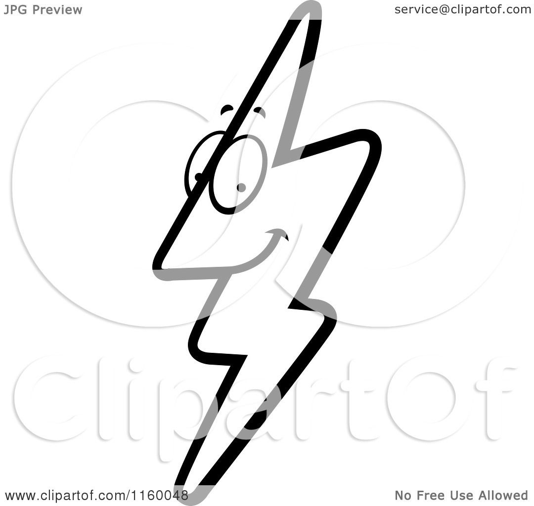 Lightning Bolt Coloring Page Cartoon Clipart Of A Black And White Lightning Bolt Mascot Vector
