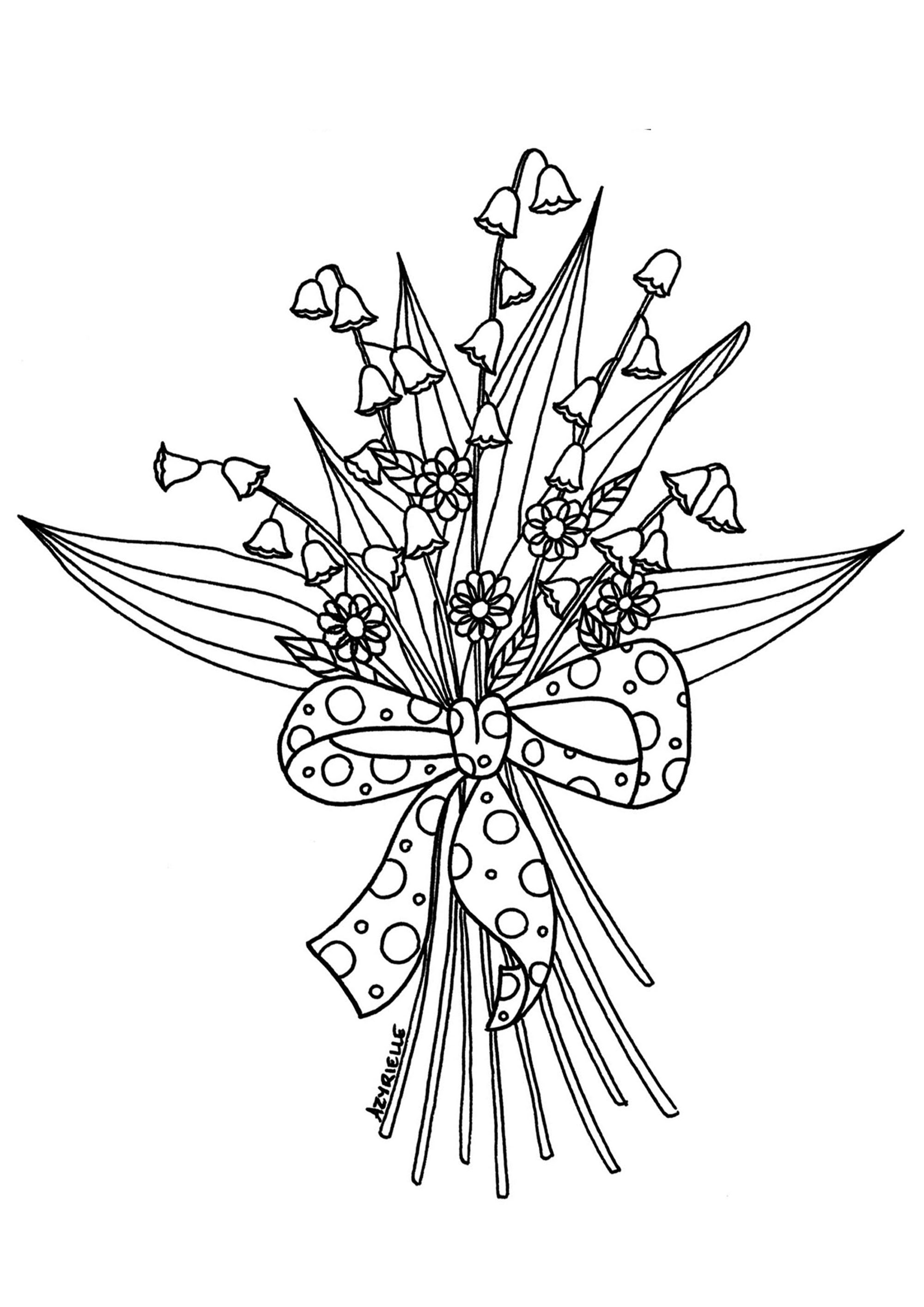Lily Of The Valley Coloring Page Lilly Of The Valley Flowers Adult Coloring Pages