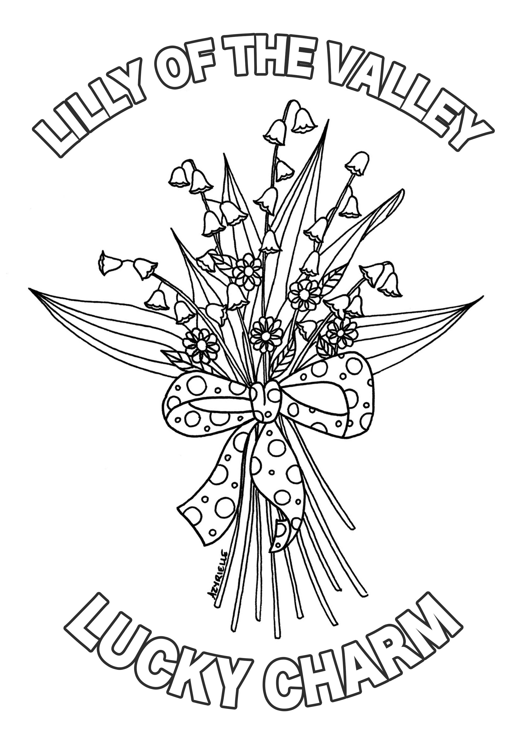 Lily Of The Valley Coloring Page Lilly Of The Valley With Text Flowers Adult Coloring Pages