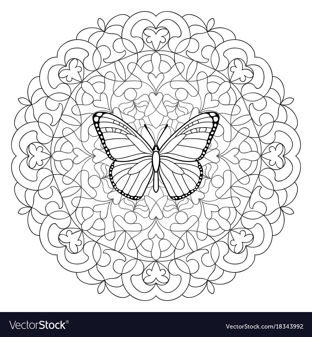 Mandala Color Pages Butterfly Mandala Coloring Page